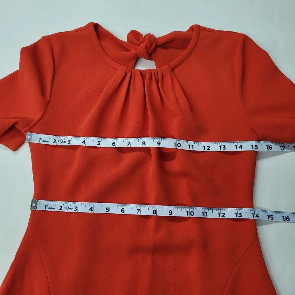 Diane Von Furstenberg Rose Scorn Dress Womens 4 Spicy Orange Cut Out Bow Back - Picture 12 of 16